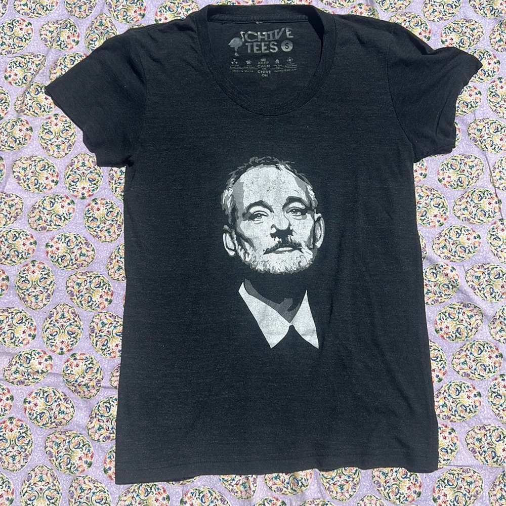 Chive Tees Bill Murray graphic Tee heatherd black size Small